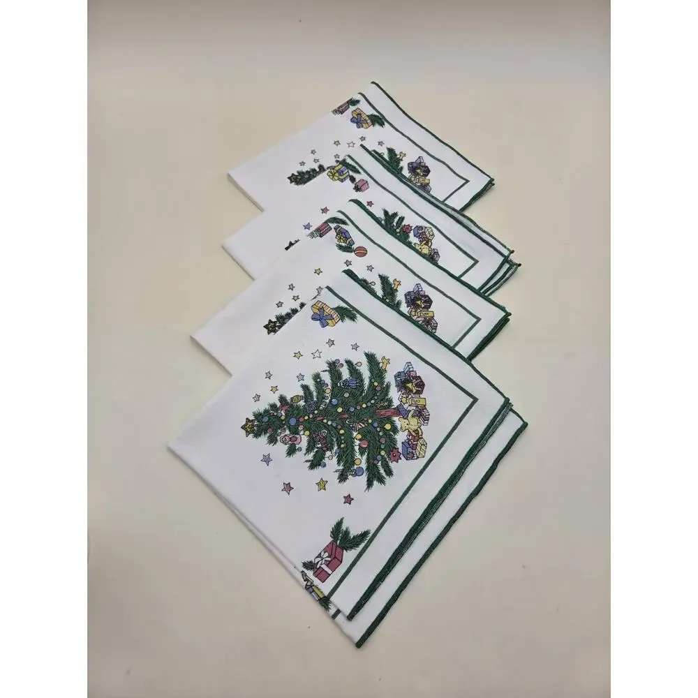 Set 4pc Nikko Happy Holidays Fallani and Cohn Christmas Napkins vtg RARE
